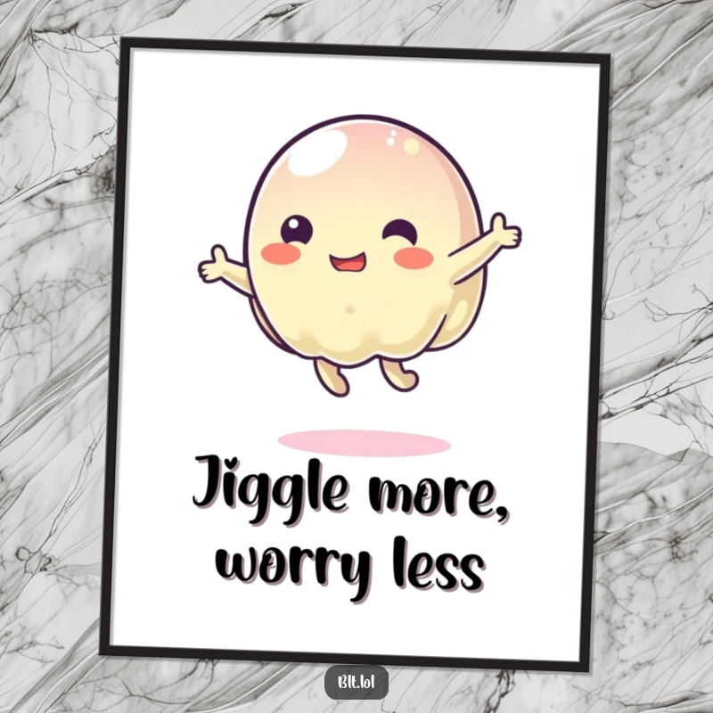 Funny Free Printable Wall Art: A translucent, colorful jelly character captured mid-bounce, adding a playful and energetic vibe to any room.