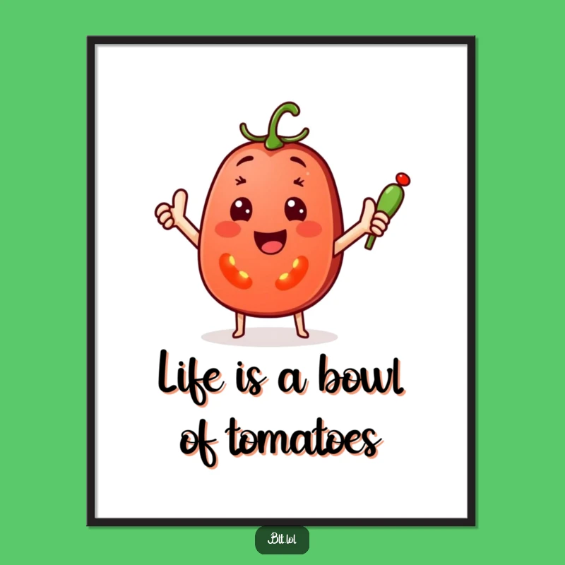 Free Printable Wall Art: Waving Tomato Pickle Decor Downloadable