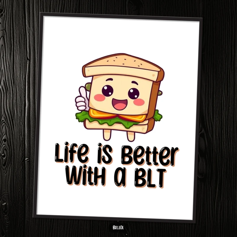 Funny Free Printable Wall Art: a cheerful BLT sandwich character giving a thumbs up, adding tasty decor.