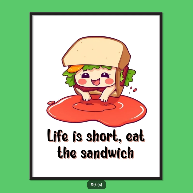 Free Printable BLT Diving in Sauce Funny Wall Art - Humorous Downloadable Decor