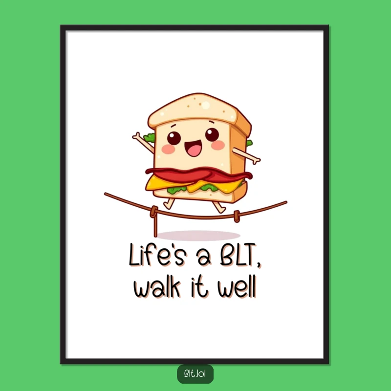 Free Printable Wall Art: Wobbly BLT Tightrope Funny Downloadable Decor