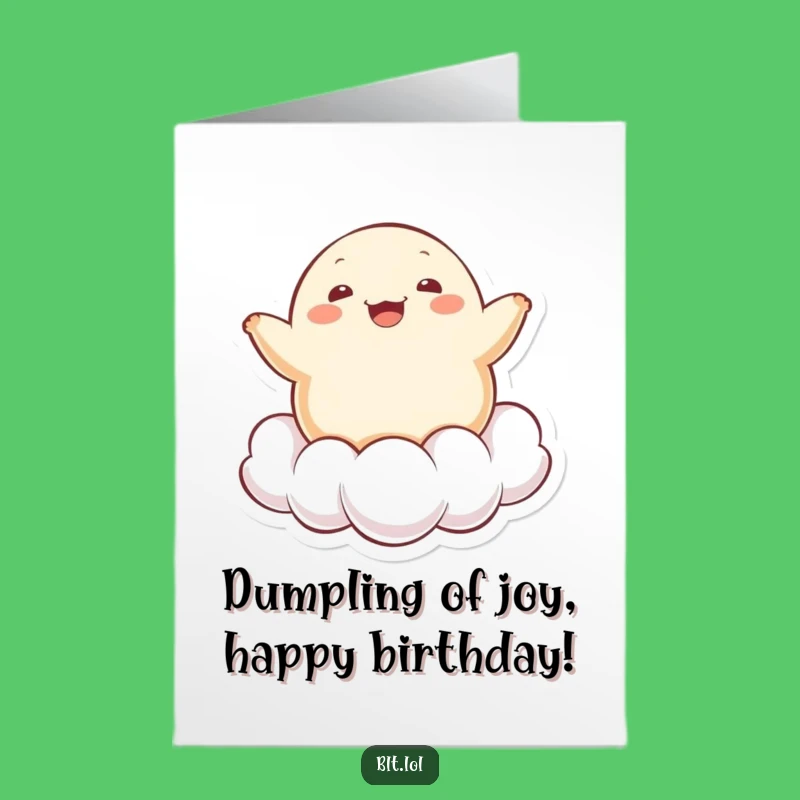 Free Printable Birthday Card: Kawaii Dumpling on Cloud - Downloadable Joyful Gift