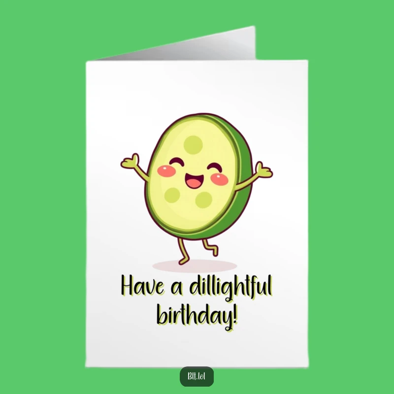Free Printable Pickle Cartwheel Birthday Card: Fun Veggie Downloadable Greeting