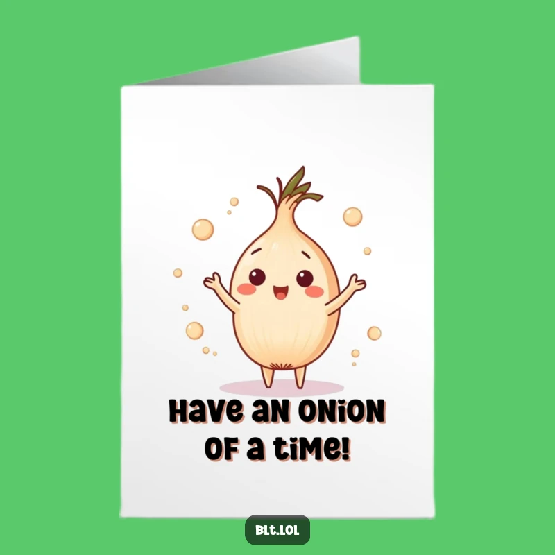 Free Printable Birthday Card: Juggling Onion Ring - Fun Festive Design