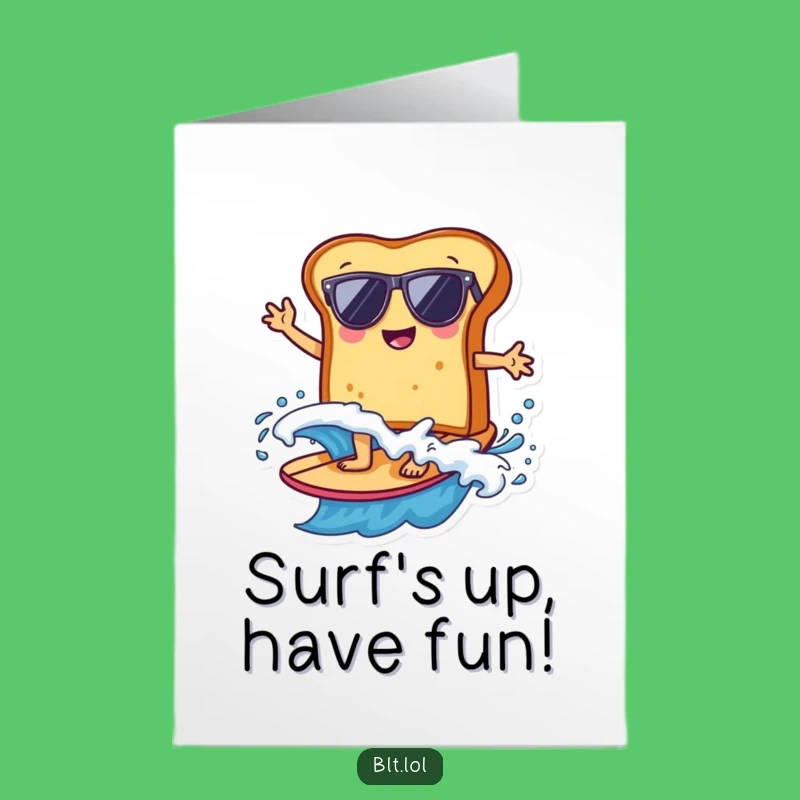 Free Printable Surfing Bread Birthday Card: Fun Foodie Downloadable Greeting
