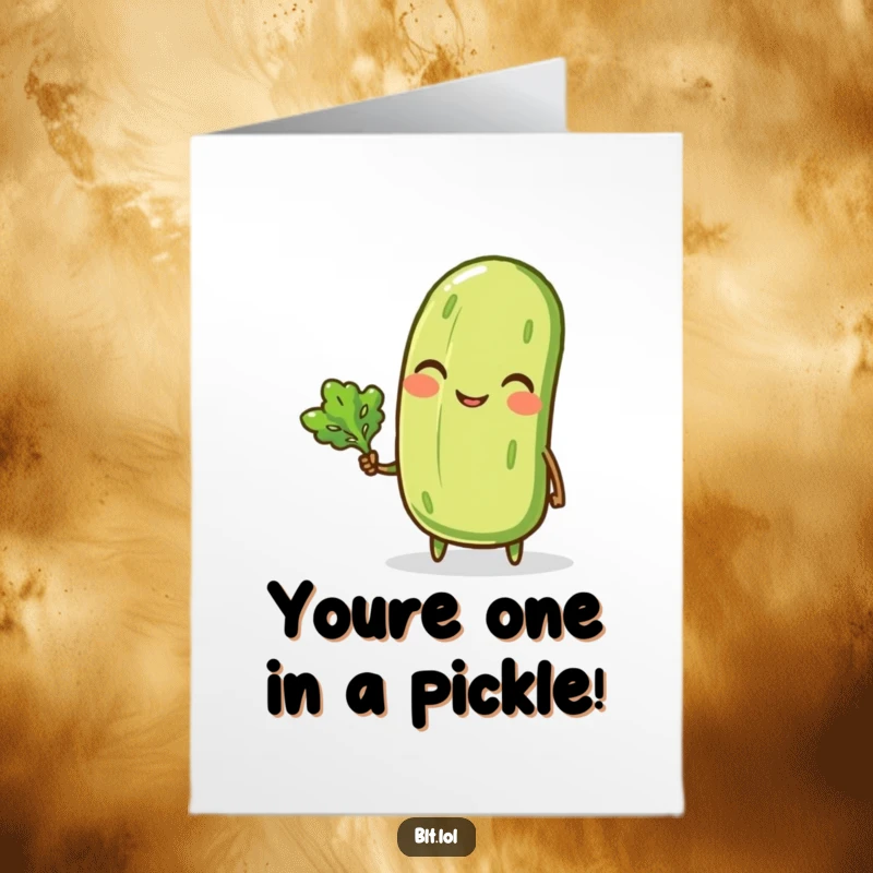 Funny Free Printable Birthday Card: Winking pickle with lettuce, ready to deliver a birthday chuckle, perfect for printing.
