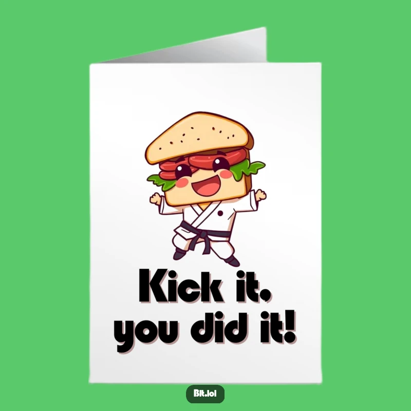 Free Printable Congrats Card: BLT Sandwich Karate Kick for Your Big Win!