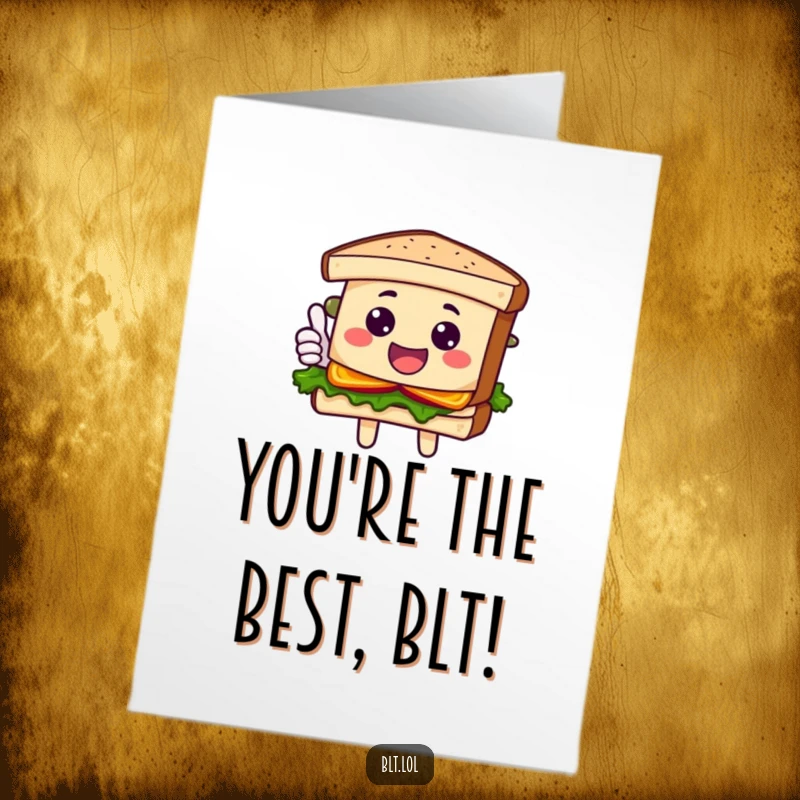 Funny Free Printable Congratulations Card: a BLT sandwich character giving a thumbs up, celebrating achievements.