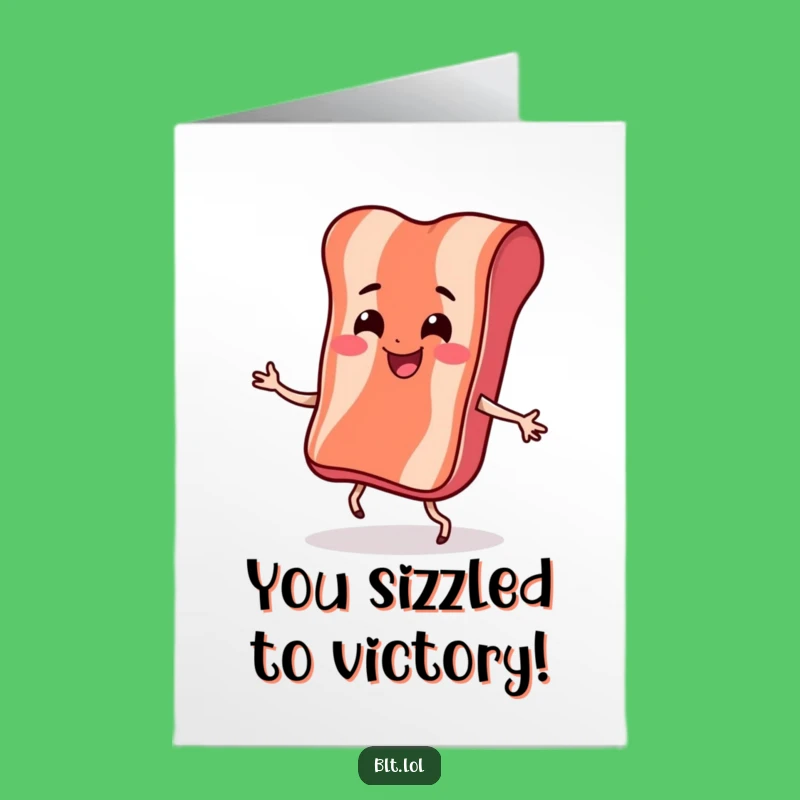 Free Printable Congrats Card: Bouncy Bacon Celebration Downloadable