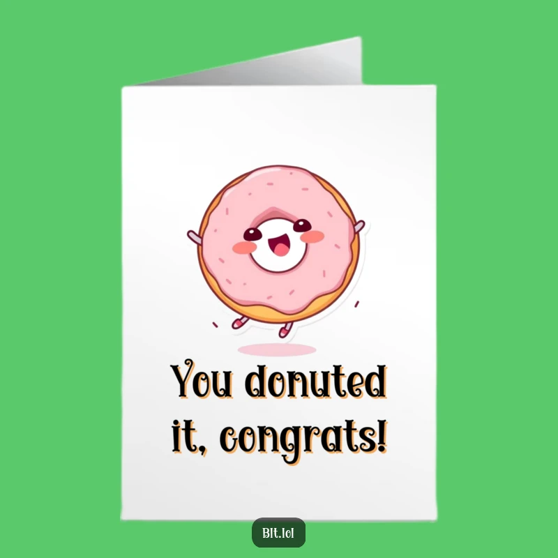 Free Printable Congrats Card: Kawaii Donut Spinning - Downloadable Celebration