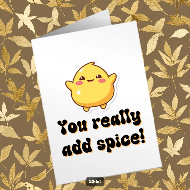 Funny Free Printable Congratulations Card with a mustard blob character doing a quirky, silly wiggle.