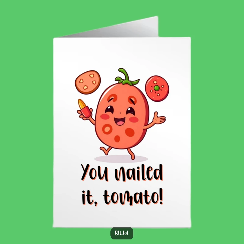 Free Printable Tomato Congratulations Card: Juggling Success and Smiles