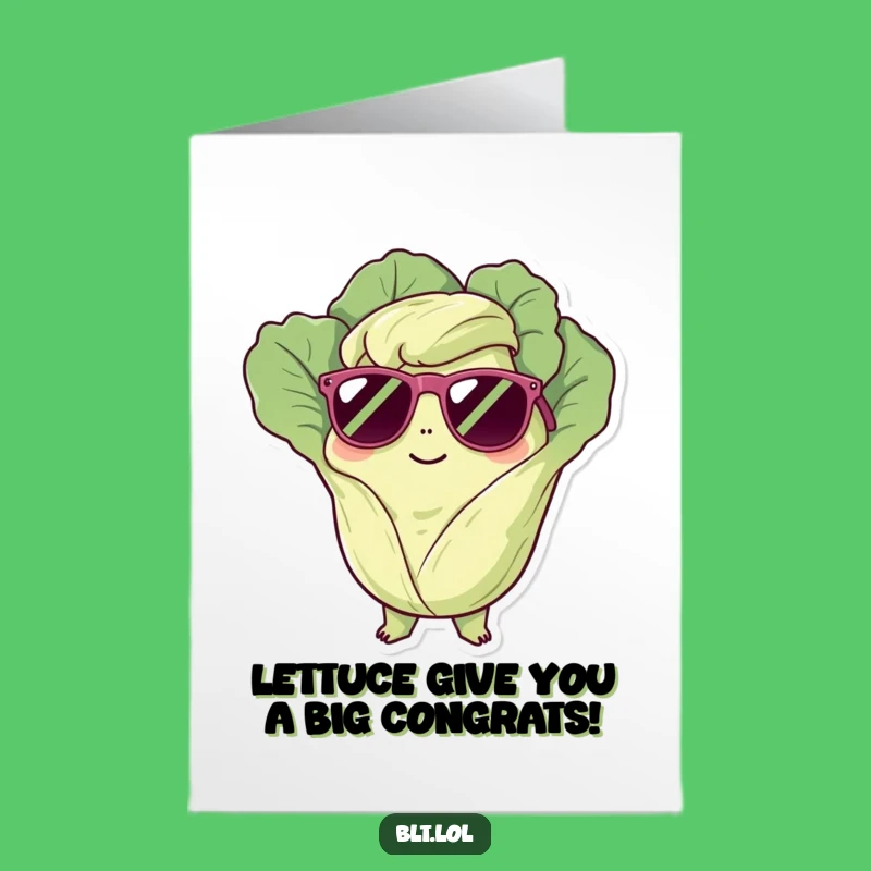 Free Printable Congrats Card: Funny Chilling Lettuce, Sunglasses, Awesome Achievement