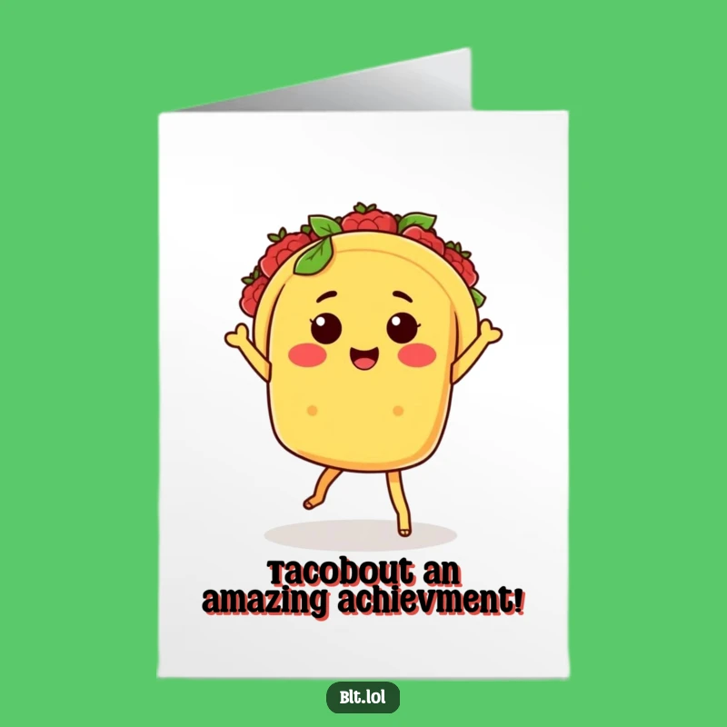 Free Printable Congrats Card: Funny Kawaii Taco Salsa Dancing - Downloadable Celebration