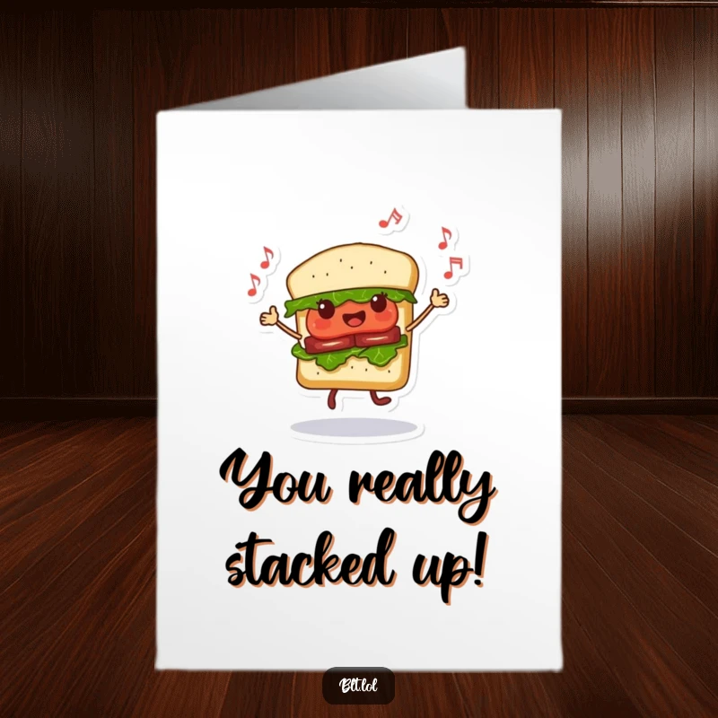 Funny Free Printable BLT sandwich giving a jubilant thumbs up, celebrating success with a big smile and confetti.