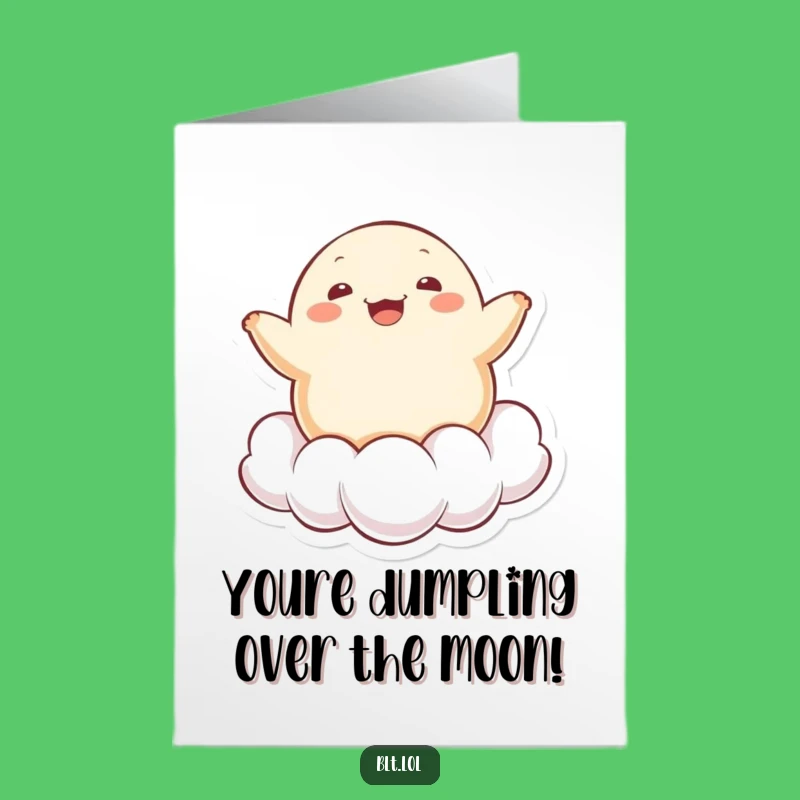Free Printable Congrats Card: Kawaii Dumpling on Cloud - Downloadable Celebration
