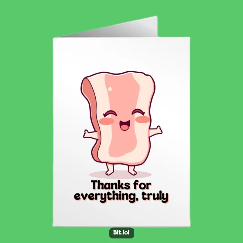 Free Printable Bacon Thank You Card: Funny Dancing Food Downloadable Gratitude
