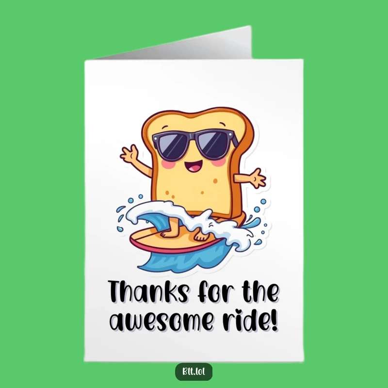 Free Printable Surfing Bread Thank You Card: Cool Downloadable Greeting