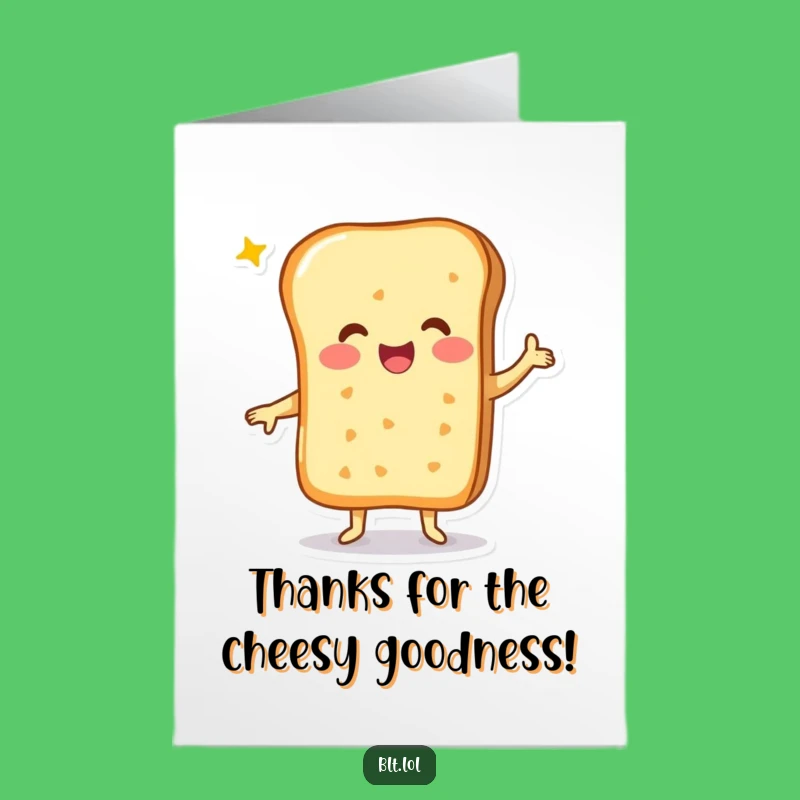 Free Printable Thank You Card: Cheesy Bread Dance of Gratitude!