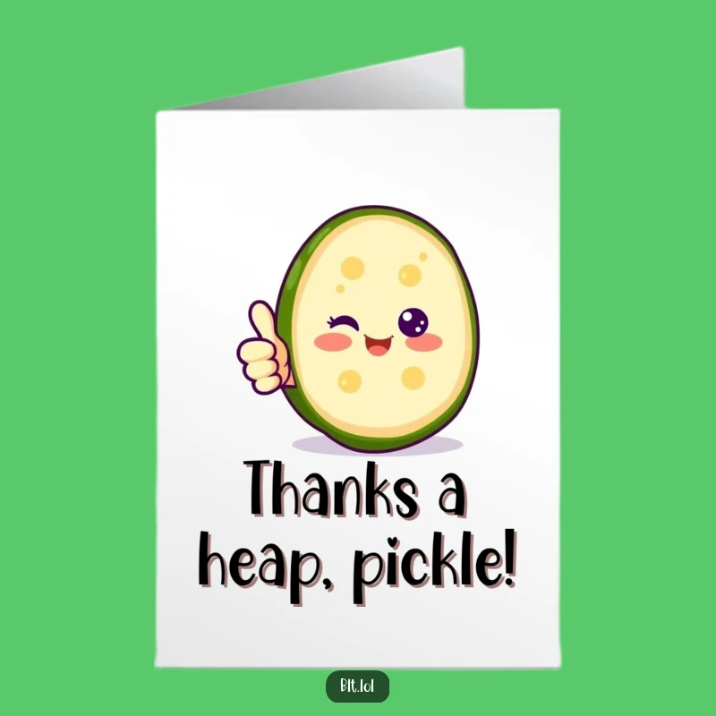 Free Printable Thank You Card: Pickle Thumbs Up - Grateful Greeting