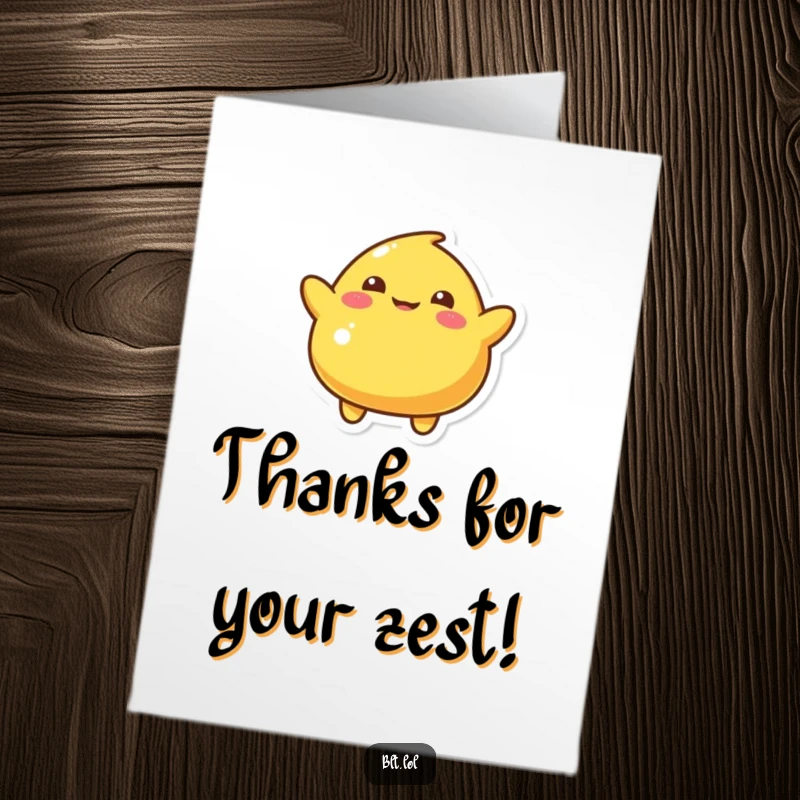 Funny Free Printable Thank You Card showing a mustard blob character doing a playful, silly dance wiggle.