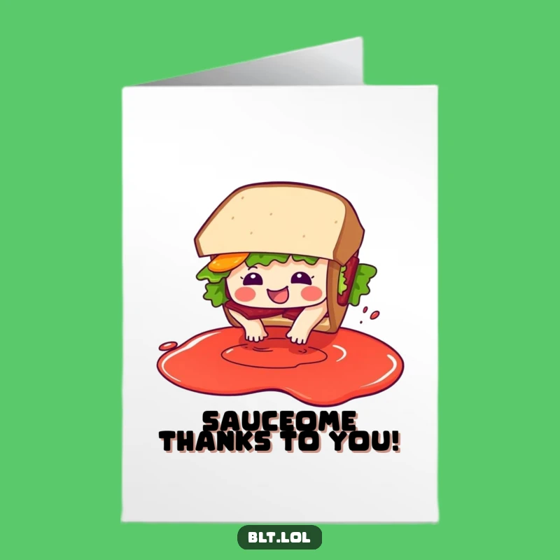 Free Printable BLT Diving in Sauce Funny Thank You Card - Downloadable Gift
