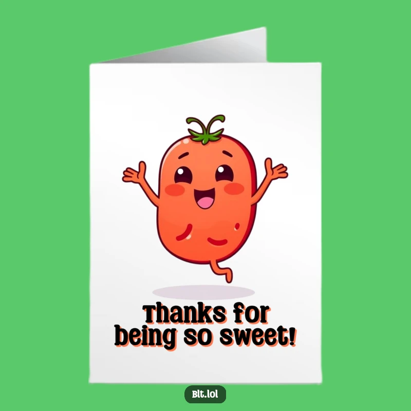 Free Printable Thank You Card: Bouncy Tomato, Expressive Dance, Heartfelt Thanks