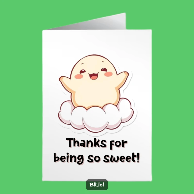 Free Printable Thank You Card: Kawaii Dumpling on Cloud - Downloadable Appreciation