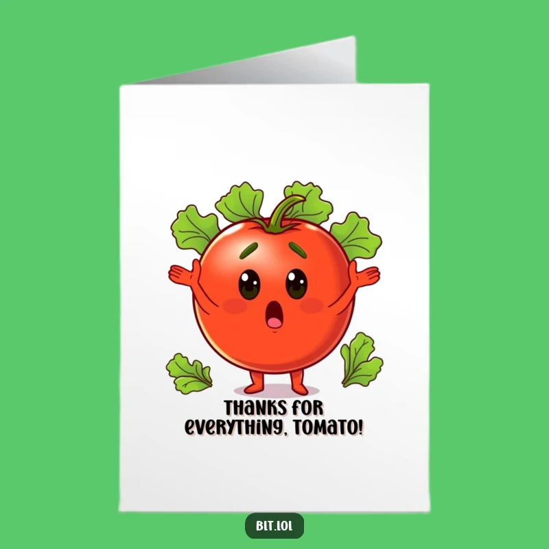 Free Printable Tomato Juggling Thank You Card: Playful Veggie Downloadable Greeting