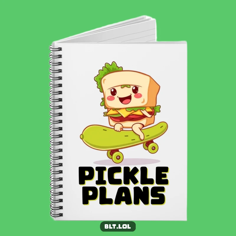 Funny BLT Pickle Skateboarder Notebook - Witty Adventure Journal
