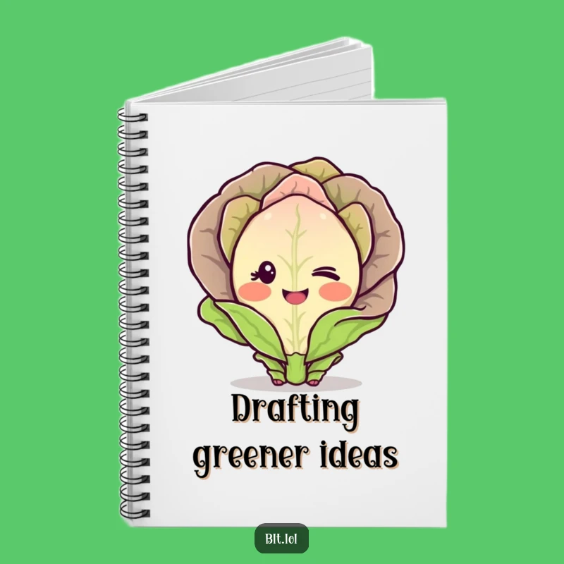 Funny Blushing Lettuce Notebook Cute Winking Vegetable Character Journal Gift