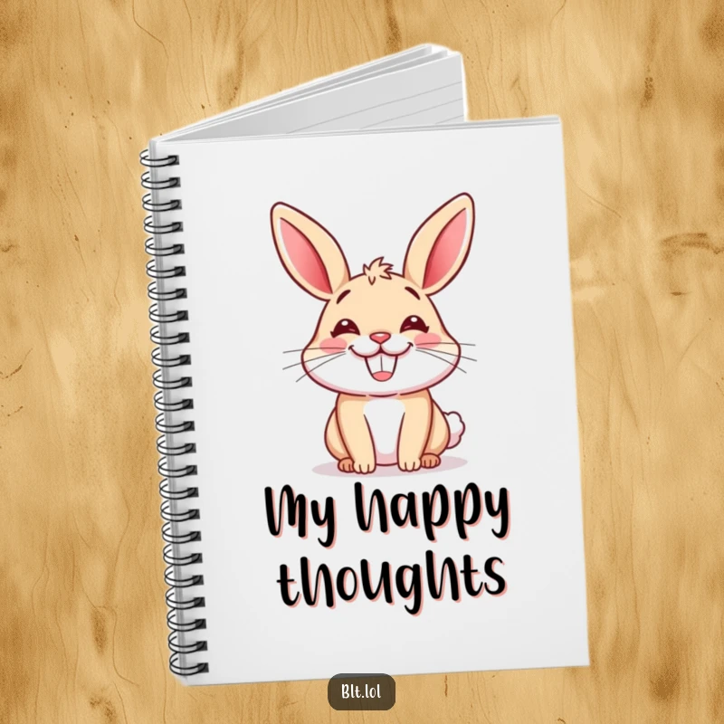 Funny notebook featuring a cheerful cartoon bun with a big grin, perfect for writing and drawing with humor.