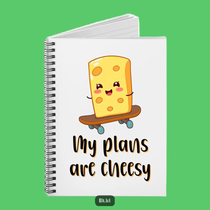 Funny Cheese Skateboard Notebook - Giggling Rad Journal Gift
