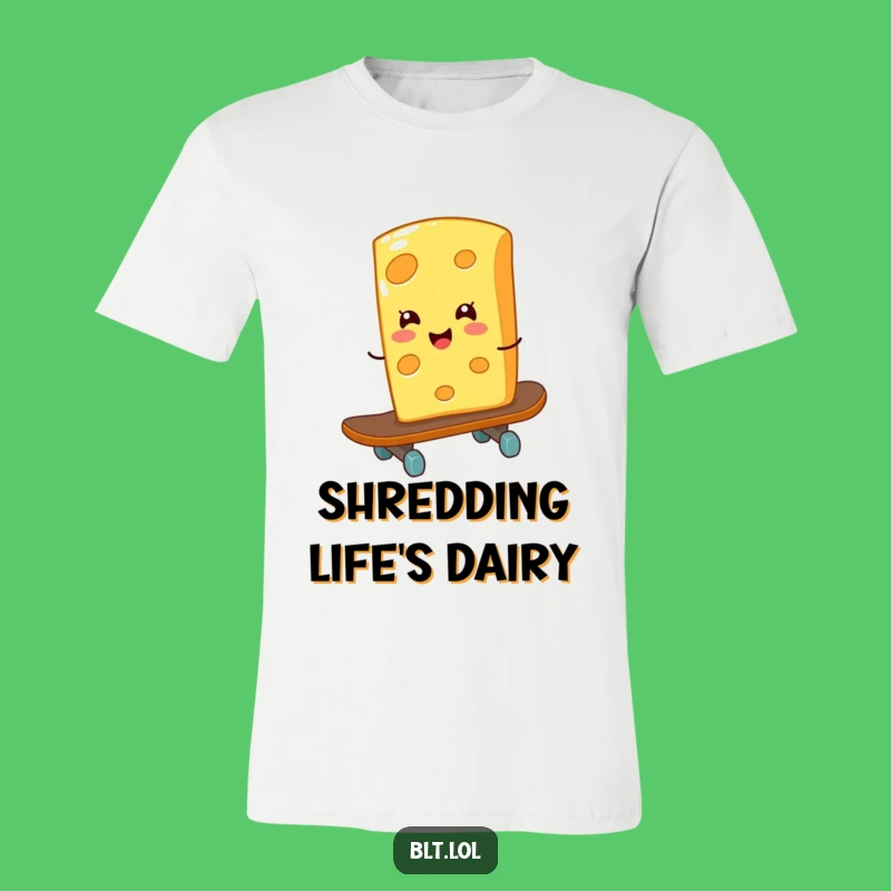 Funny Cheese Skateboard T-Shirt - Giggling Rad Foodie Graphic Tee