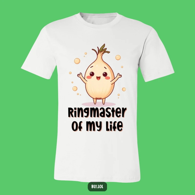 Funny Onion Ring Juggling T-Shirt - Playful Foodie Graphic Tee