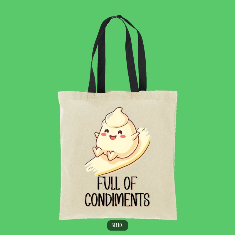 Funny Mayo Blob Tote Bag Chic Sliding Character Handy Foodie Gift