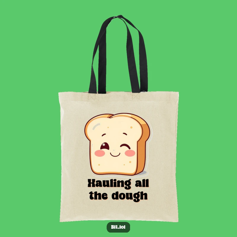 Funny Winking Bread Tote Bag - Smiling Cute Carry-All Gift