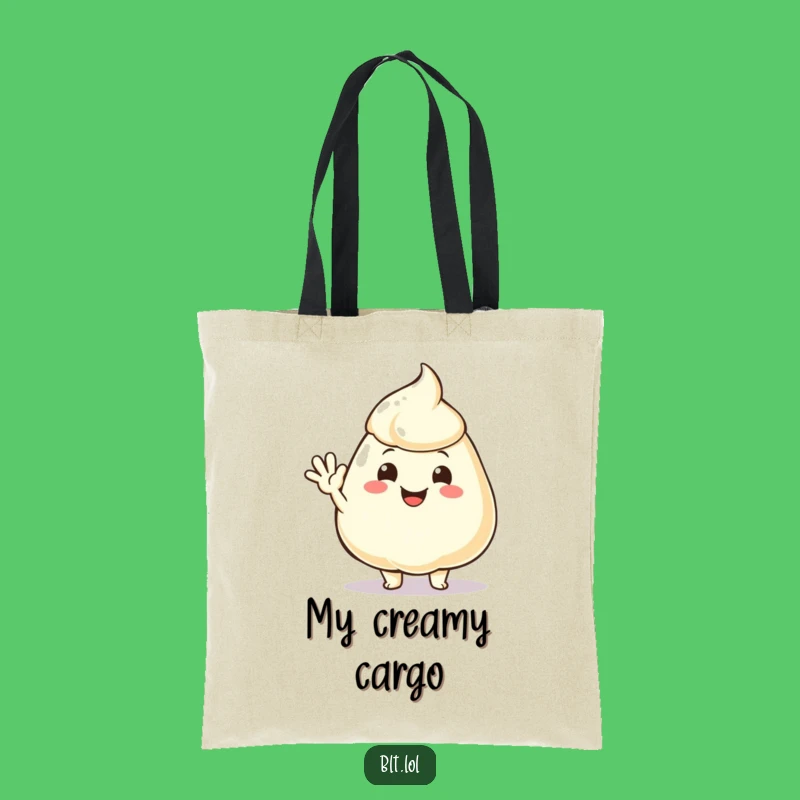 Funny Mayo Dollop Waving Tote Bag: Carry Your Greetings!